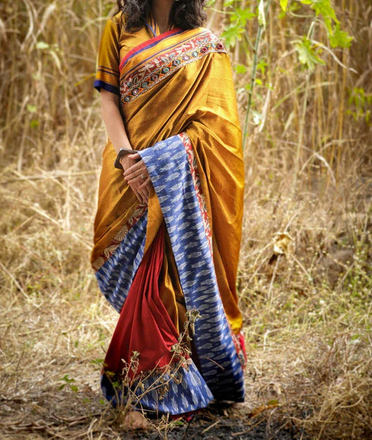 MUSTURD YELLOW PRINTED MUSLIN COTTON SAREE