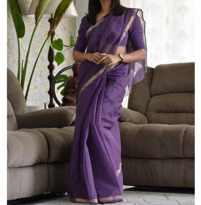 PURPLE PLAIN DIGITAL PRINT KOTA DORIA SAREE