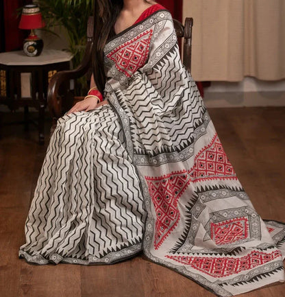 EXCLUSIVE CHANDERI PRINTED SAREE