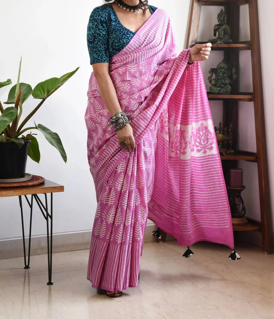 DESIGNER PINK DIGITAL PRINT LILEN SAREE