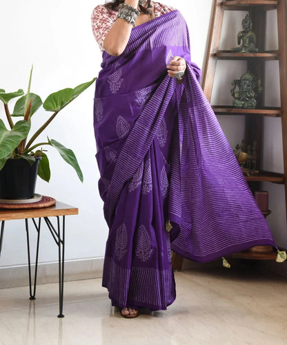 EXCLUSIVE LEVENDER PRINTED LINEN SAREE